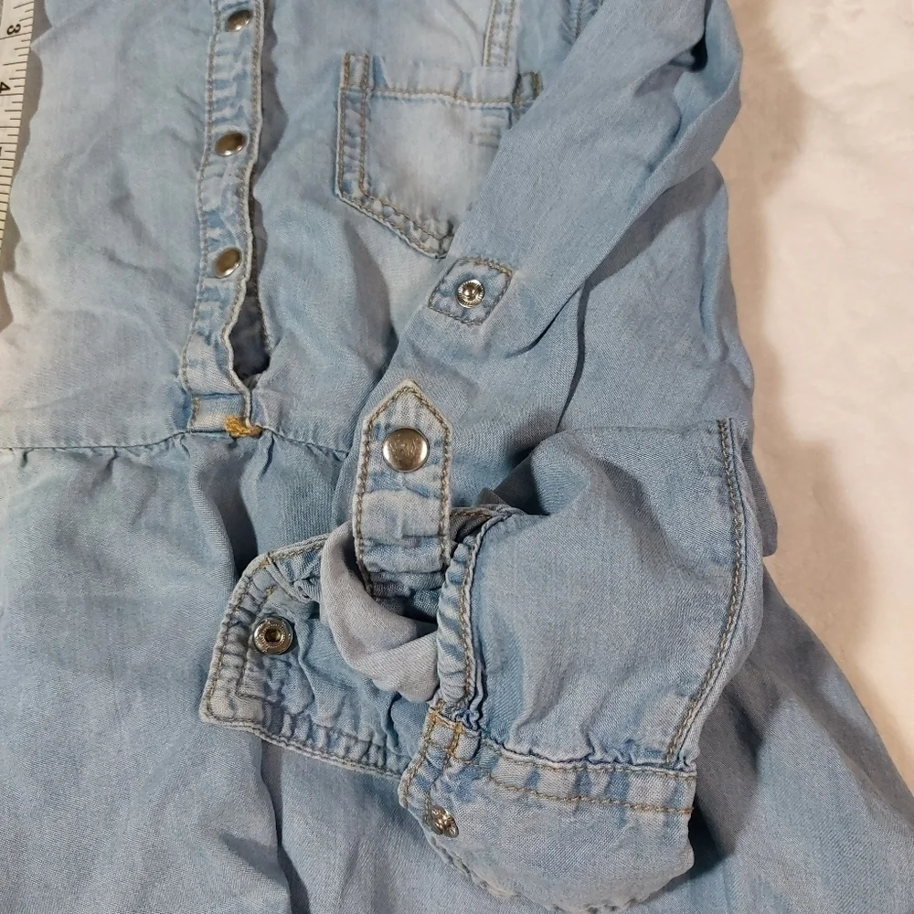 JUSTICE CHAMBRAY ROLL TAB SLEEVE DRESS SIZE 6